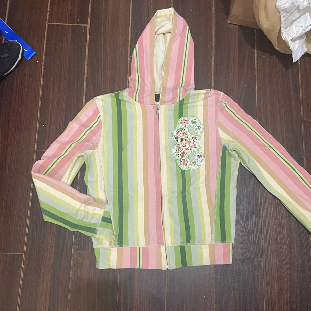 Striped Kids Hoodie - Pink, Green, Cream